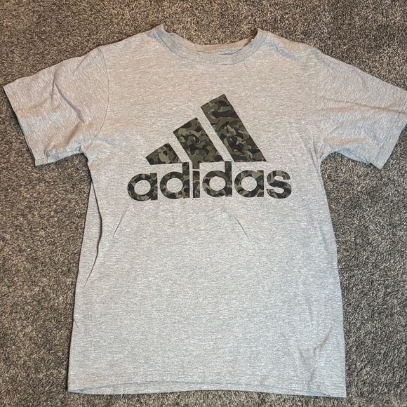 adidas Tops - Adidas Heather Gray Tee with Camouflage Logo